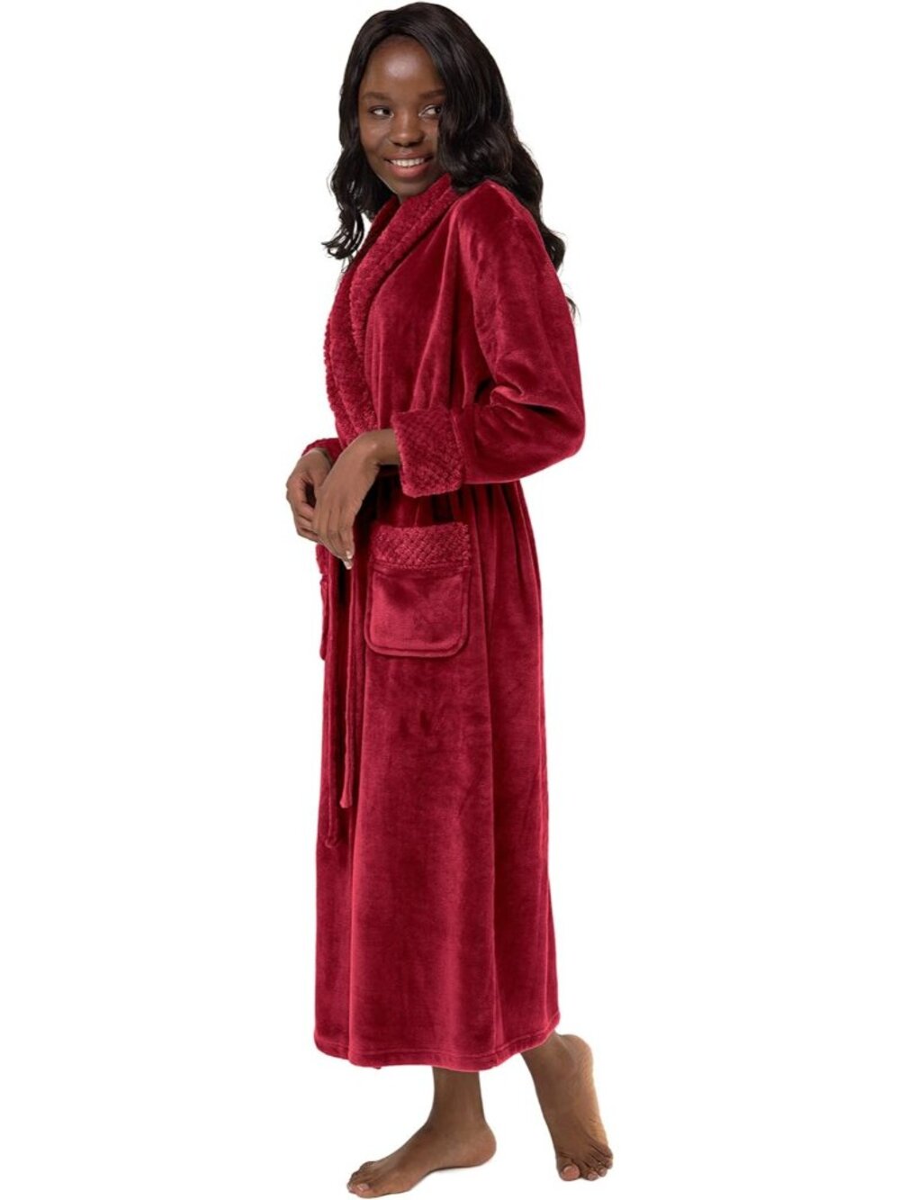 〽️Women's Bathrobe Burgundy Oversized Luxury Ultra Soft Warm Plush Fleece Robes